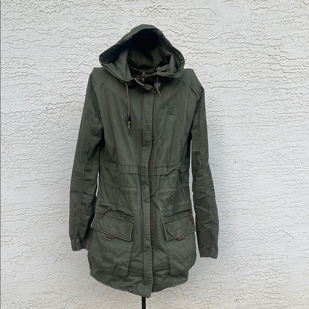 Garage Military Parka Green Utility Jacket with Hood Size Medium